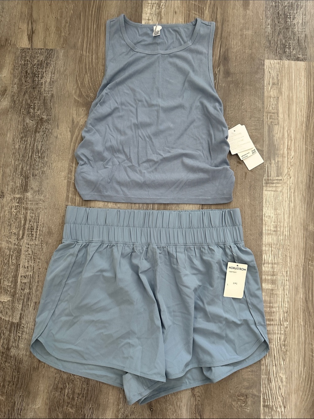Nordstrom Pale Blue Crop Tank & High-Waist Skort Set
